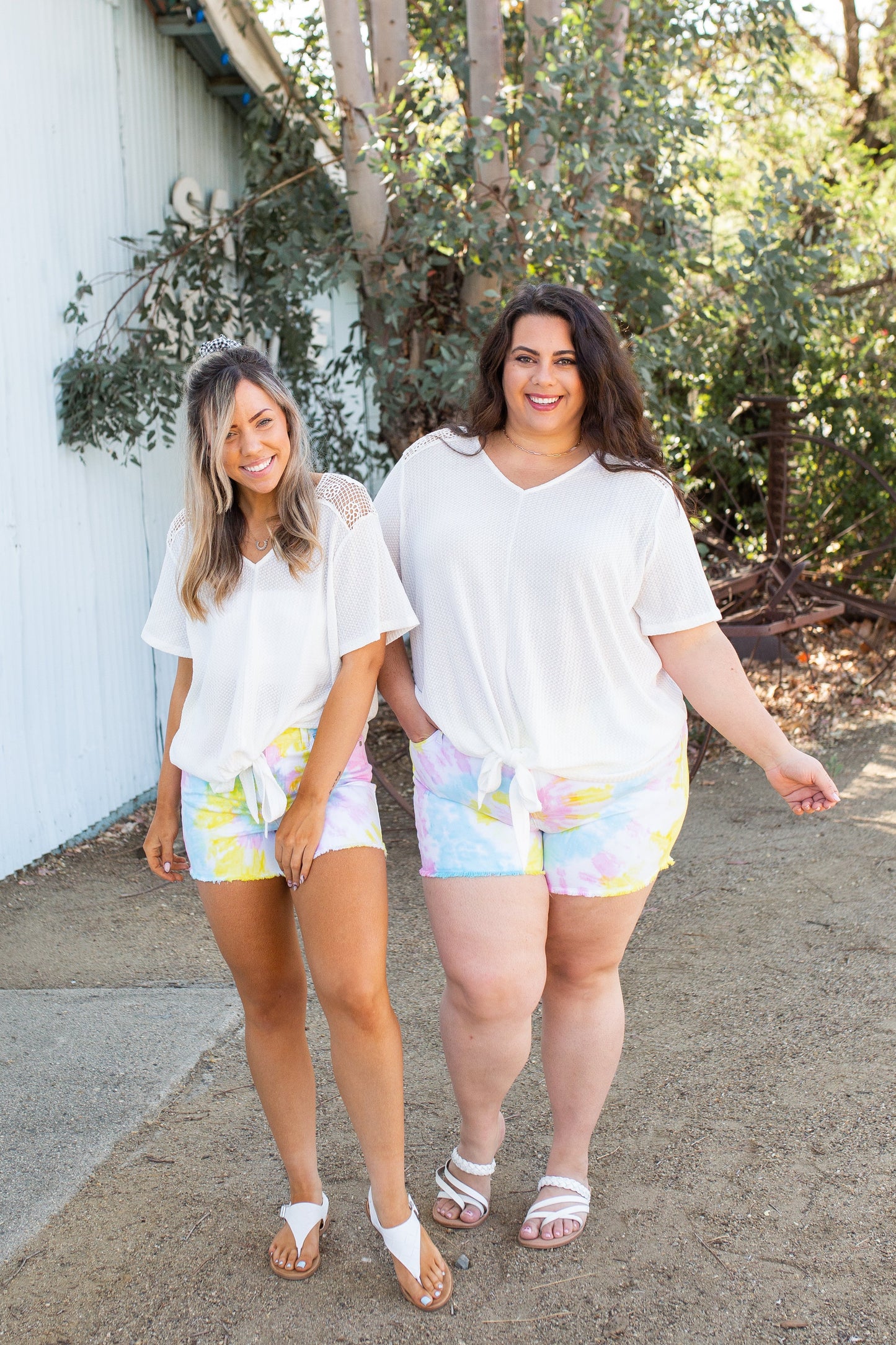 Spirited Front Tie Top in White