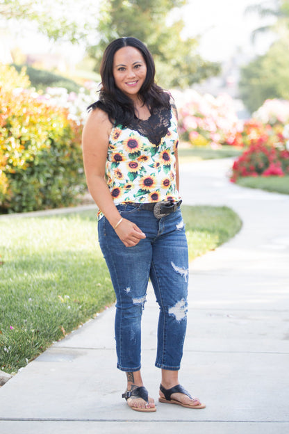 Be Happy Lace Trim Tank