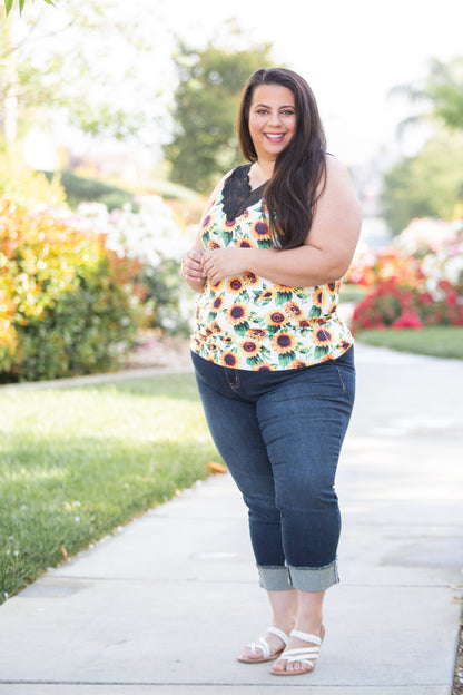 Be Happy Lace Trim Tank