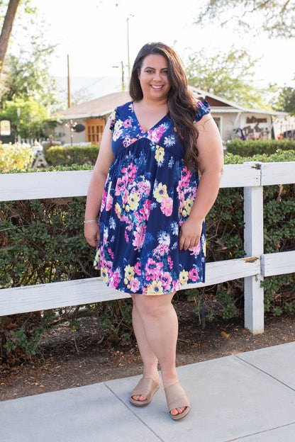 Navy Blooms Summer Dress