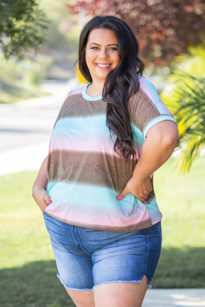 Gradiently Striped Boxy Tee