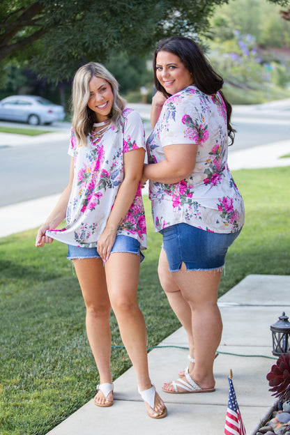 Peonies Criss Cross Top