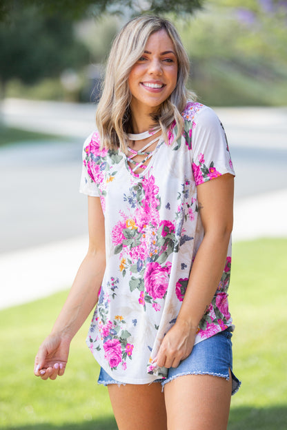 Peonies Criss Cross Top