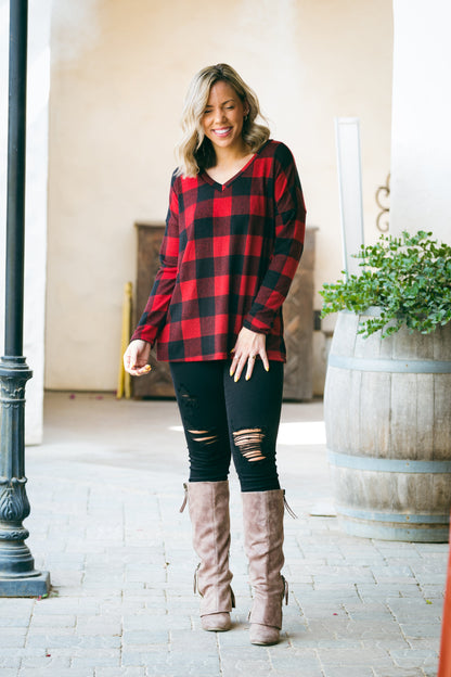 Mad About Plaid Pullover - Red