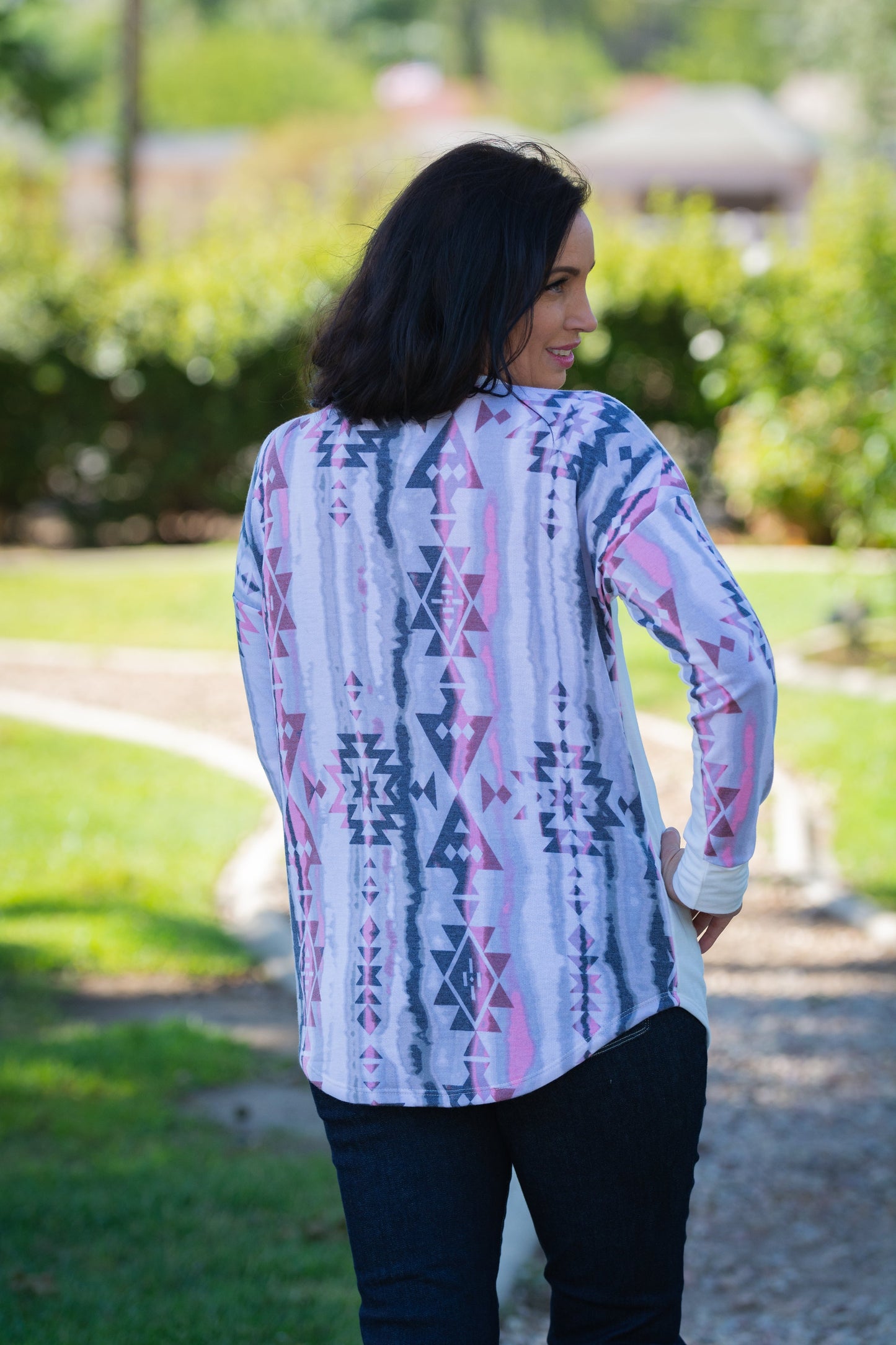 Pinkin' in Aztec Long Sleeve Top