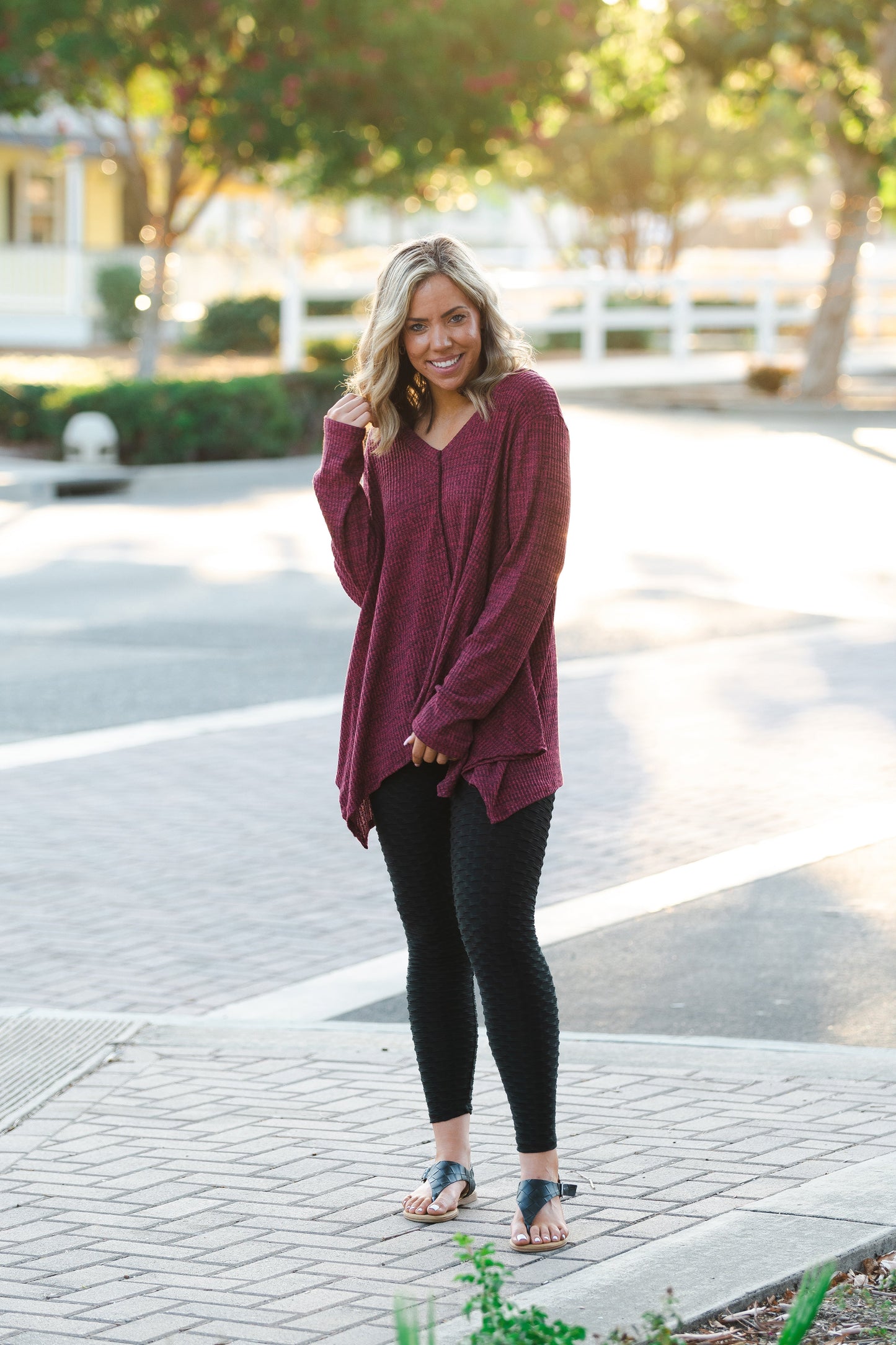 Merlot Afternoons Brushed Waffle Knit