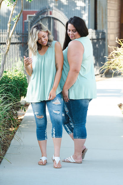 Sage Delight Sleeveless Top