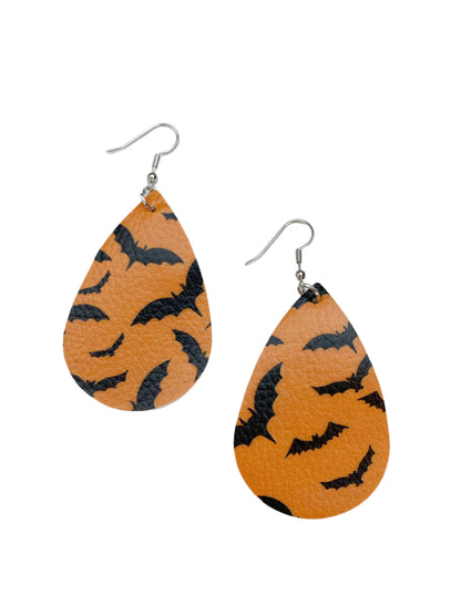 Going Batty Leather Teardrop Earrings