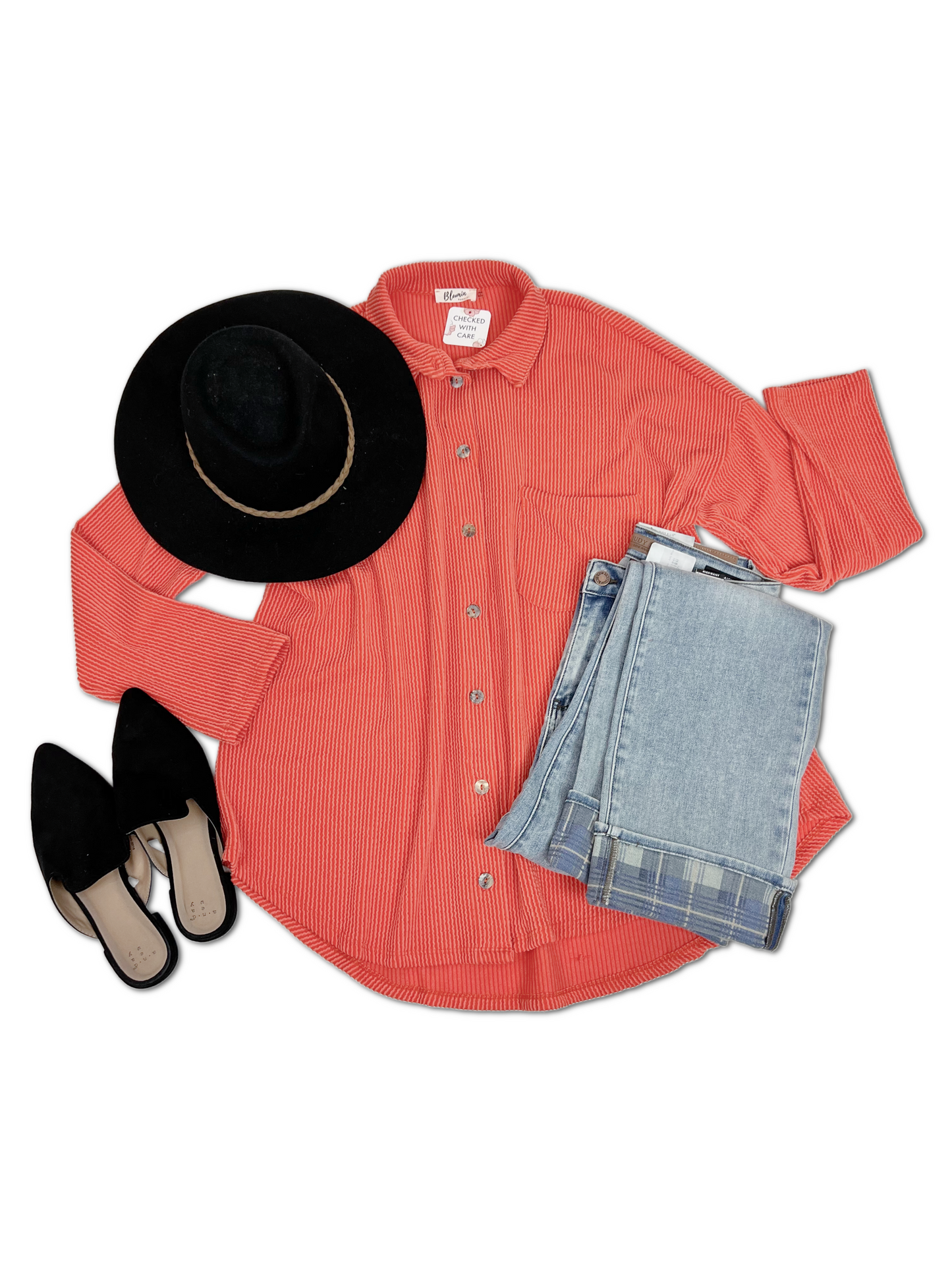 Simply Captivating Button Down - Orange