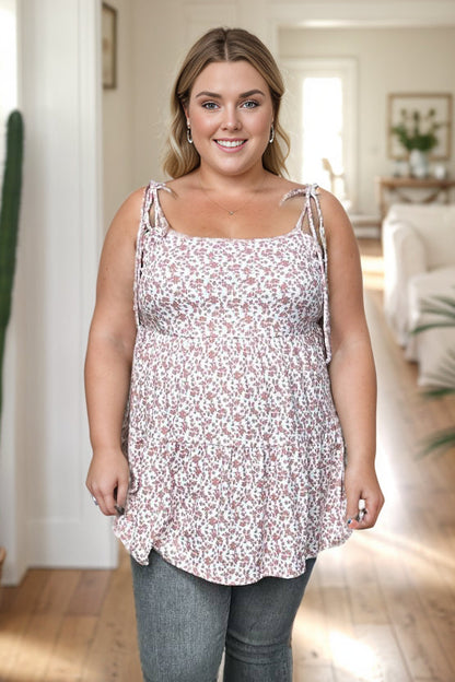 Joyful Floral Ruffled Tank