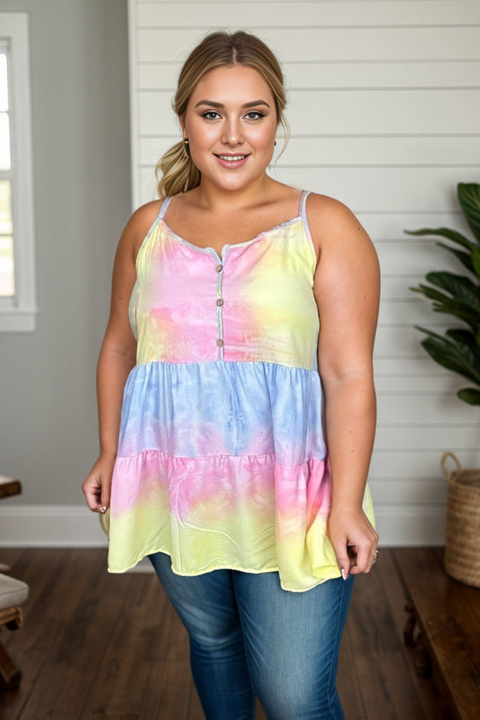 Pastel Neon Ruffle Trim Tank