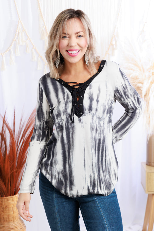 Tie Dye & Eyelet Long Sleeve