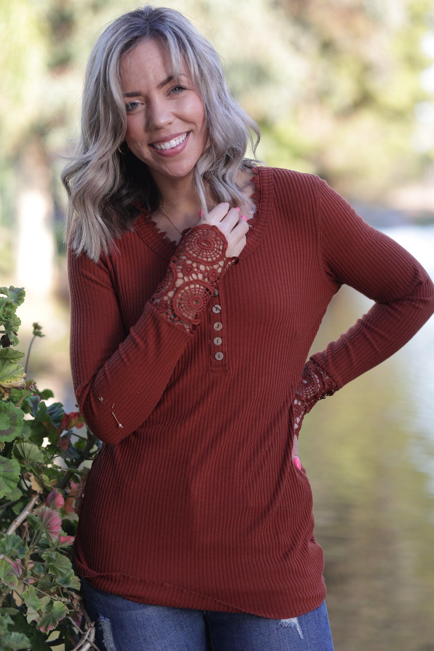 Cuffed With Love Rust Henley