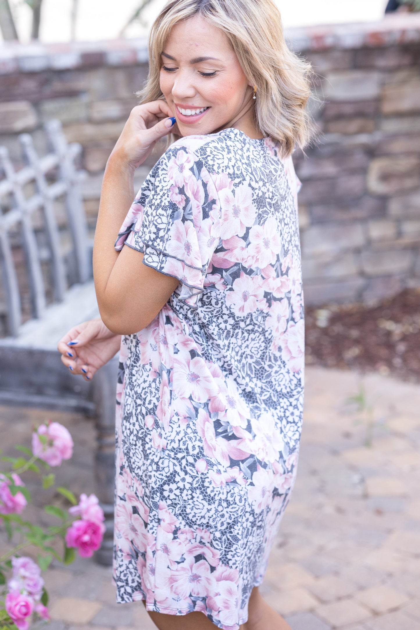 Lacy Floral Swing Dress