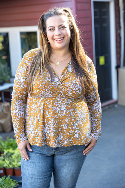 Mustard Floral Peplum