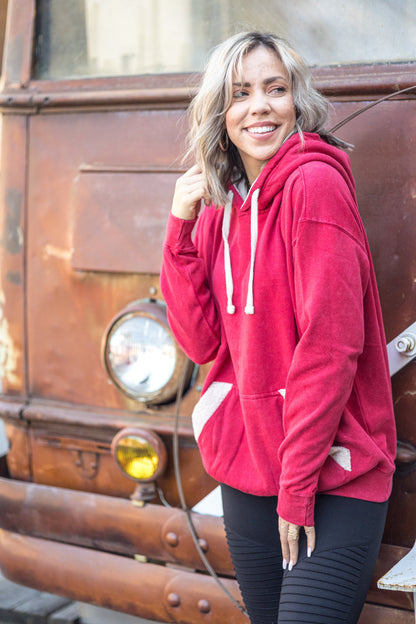 Red Sherpa Lined Hoodie